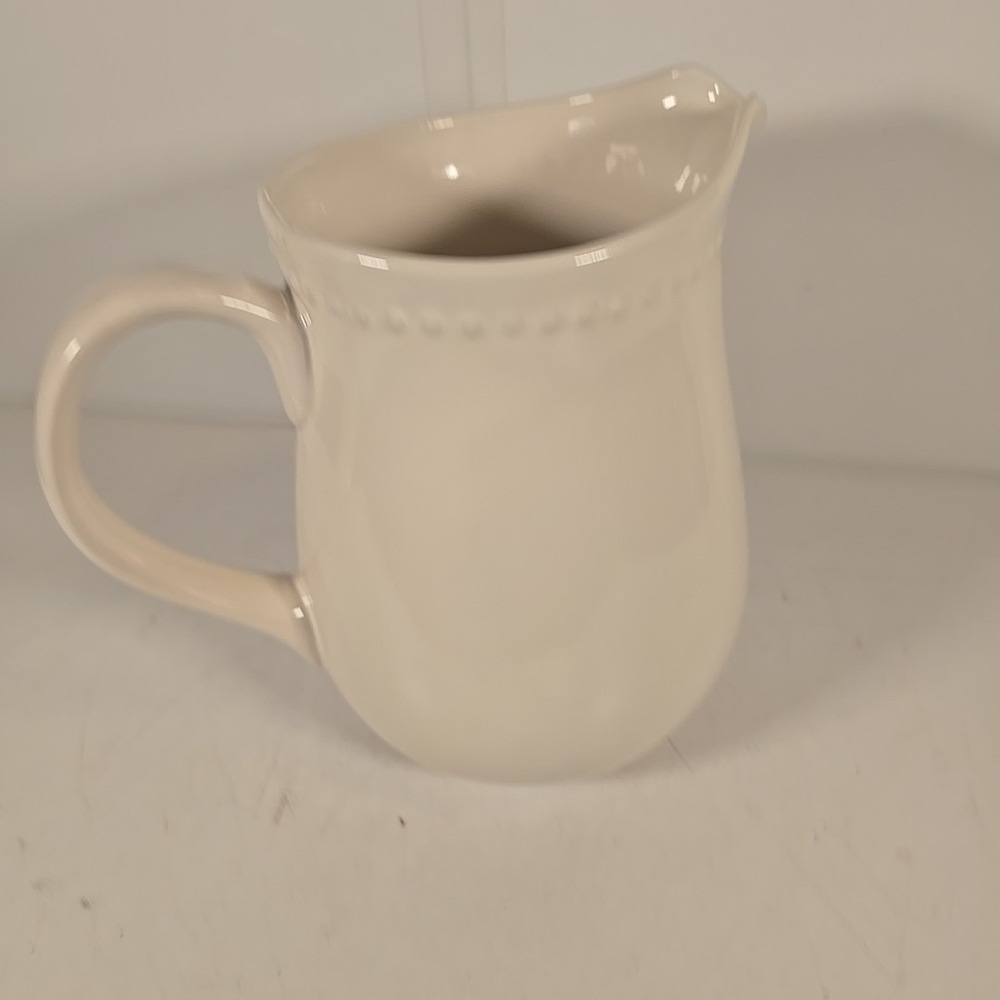 WHITE HOME CERAMIC  PITCHER  7 1/2 INCHES‎ TALL